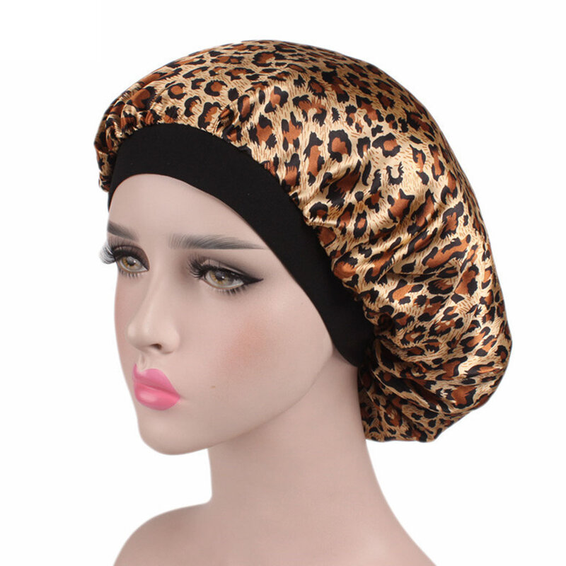 Bonnet de nuit en Satin pour femmes, couvre-tête en soie avec large bande élastique