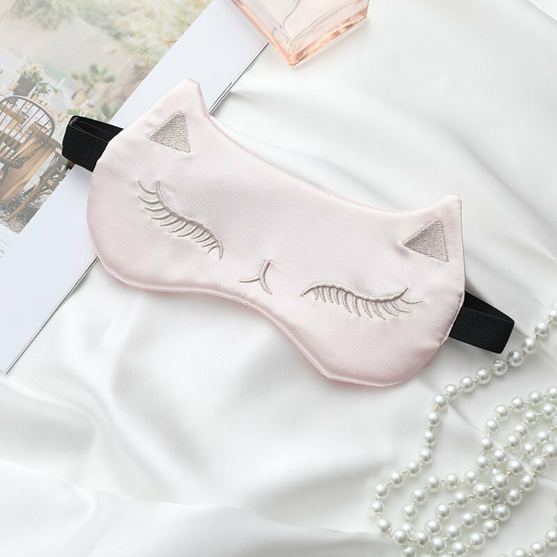 Pure Silk Double-Side แรเงา Eyeshade Sleeping Eye Mask แบบพกพา Rest Relax Eye Shade Cover Soft Pad