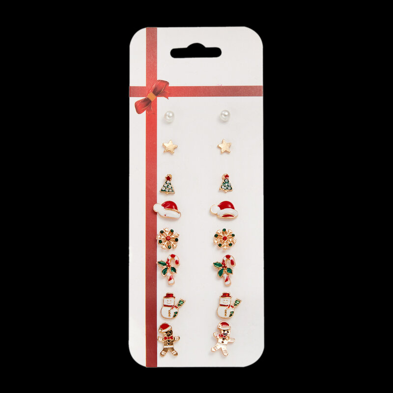 8pcs/set Christmas Earrings Jewelry Set Cute Santa Claus Snowman Tree Bell Christmas Gifts For Women Girls Kids 2022 Xmas gift
