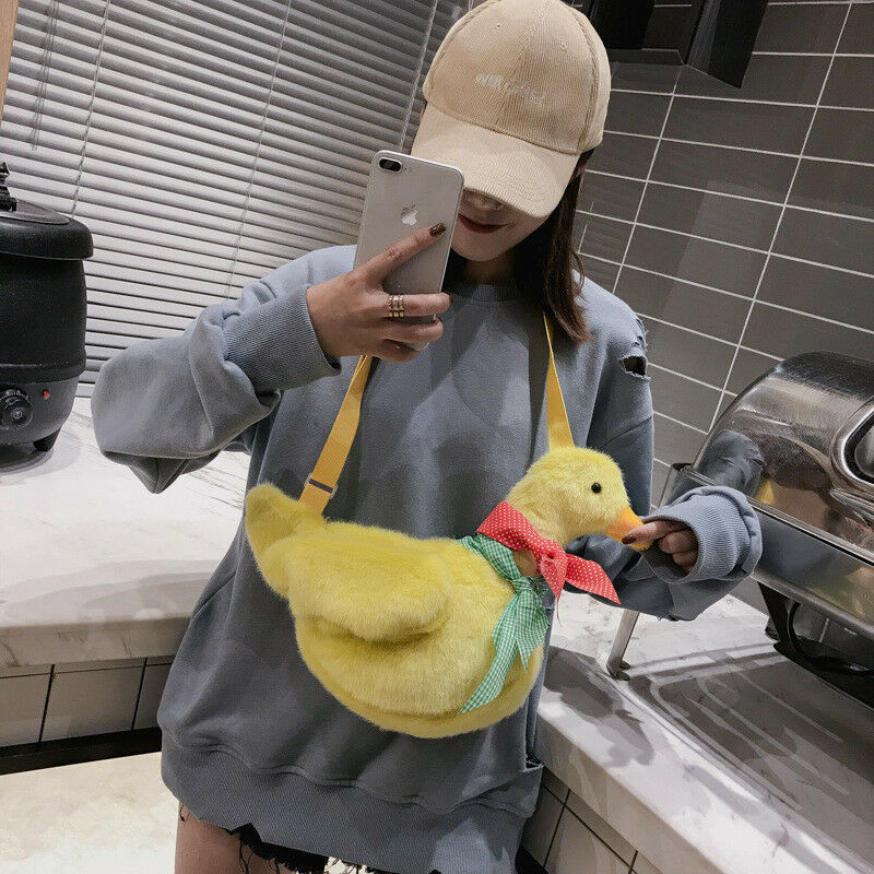 Cartoon Duck Plush Shoulder Bag Crossbody Bag Women Mini Bags Cute Messenger Handbag Wallet Waist Packs Travel Bags