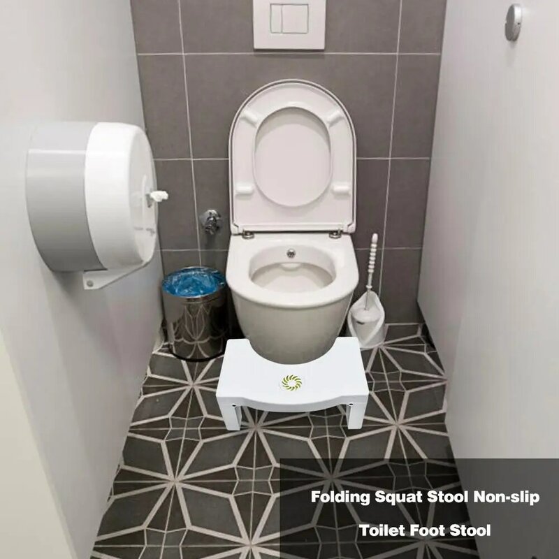Plástico antiderrapante toalete footstool dobrável agachamento fezes banheiro crianças ferramenta auxiliar com caixa de especiarias substituível