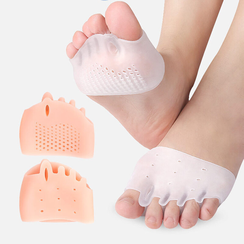 Almohadillas de silicona para el antepié, plantillas ortopédicas para aliviar el dolor de pies, cojín separador de dedos, herramientas para el cuidado de los pies, 1 par