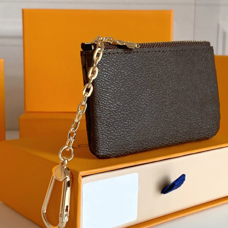 فاخر صغير جلد سحاب حقيبة تغيير ومفاتيح خطاف حقيبة يمكن تعليقها على D-حلقة مجهزة معظم حقائب اليد مع صندوق هدية