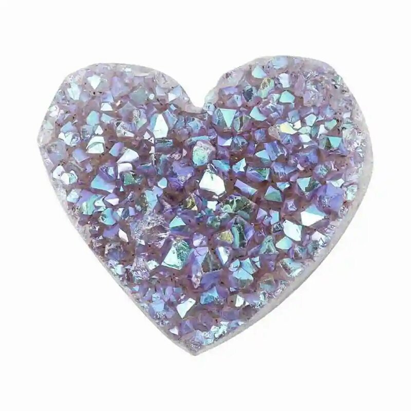 1PC Natural Electroplated Amethyst Love Heart Crystal Reiki Guardian Gem For Home Study Room Decoration DIY Random Style Gift
