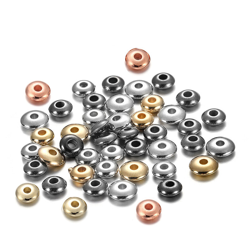 MINHIN-Cuentas espaciadoras redondas planas para fabricación de joyas, abalorios sueltos para manualidades, accesorios, 200/400 unids/lote, 5 y 6mm, venta al por mayor