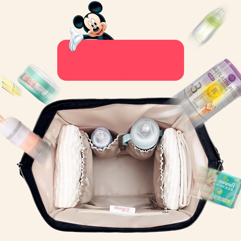 엄마 가방 디즈니 배낭 핸드백 엄마 아기 가방 엄마 다기능 기저귀 웨이브 포인트 방수 모성 및 어린이 패키지