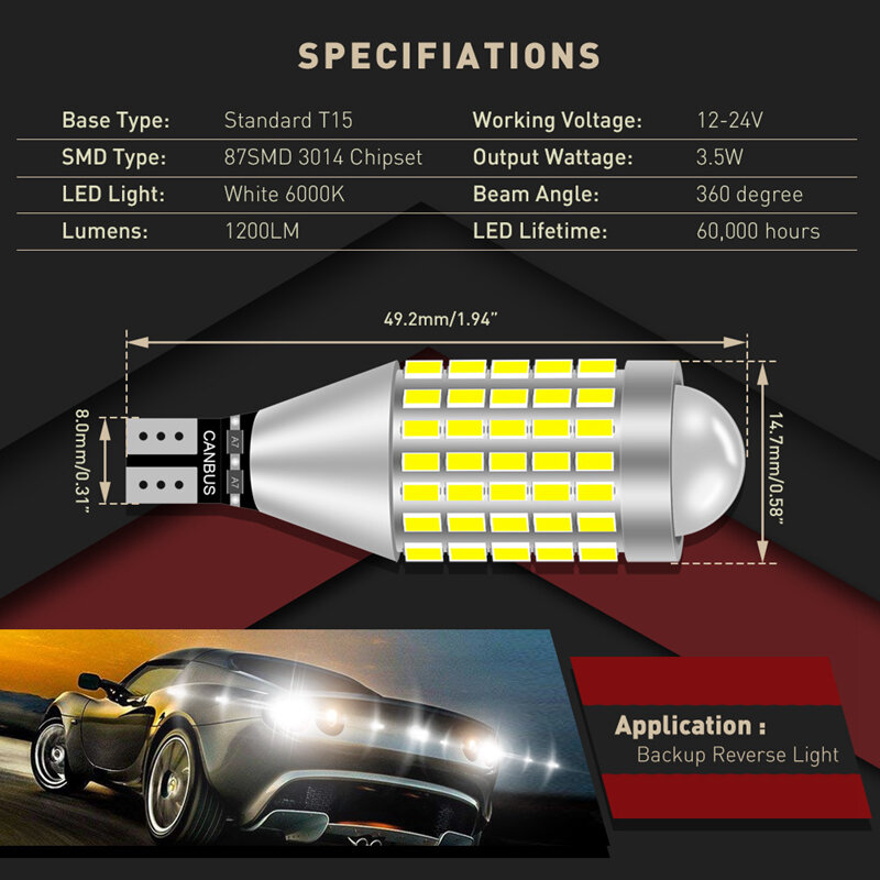 1 Buah 1200LM W16W T15 Bohlam LED Canbus Lampu Mundur Cadangan Mobil untuk Mercedes Benz AMG CLA W203 W211 W204 W210 W124 W212 W202 W205