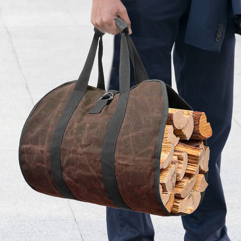 Вместительная деревянная Сумка-переноска для дрова, наружный держатель для кемпинга, сумка для хранения дома, фотография