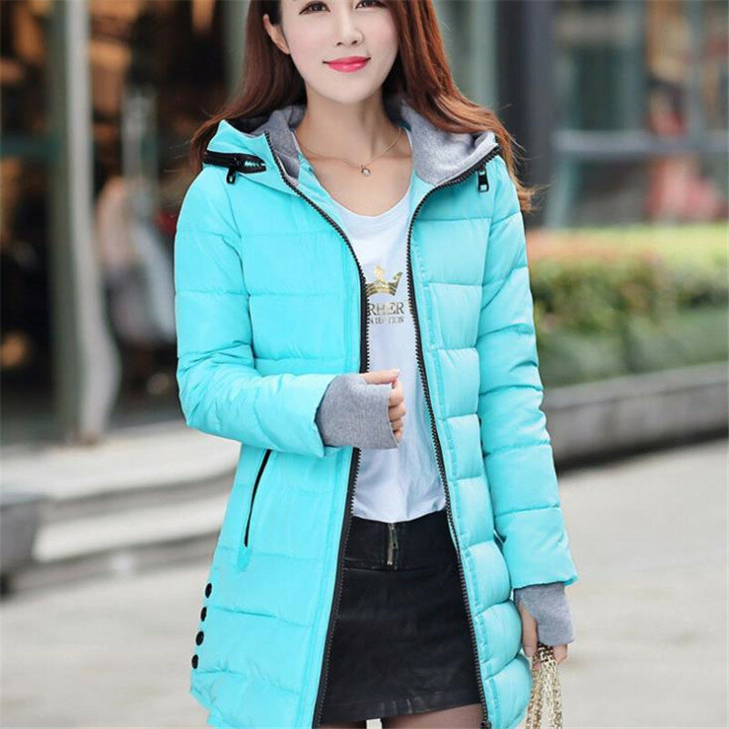 2021 Musim Gugur Musim Dingin Wanita Gaya Korea Baru Ramping Hangat Kasual Bertudung Jaket Pakaian