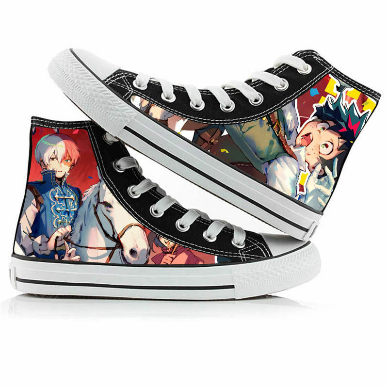 My Hero Academia Anime Print Canvas Shoes, Bakugou Katsuki, Midoriya Izuku High Top, Casual Sneakers, Asian Size