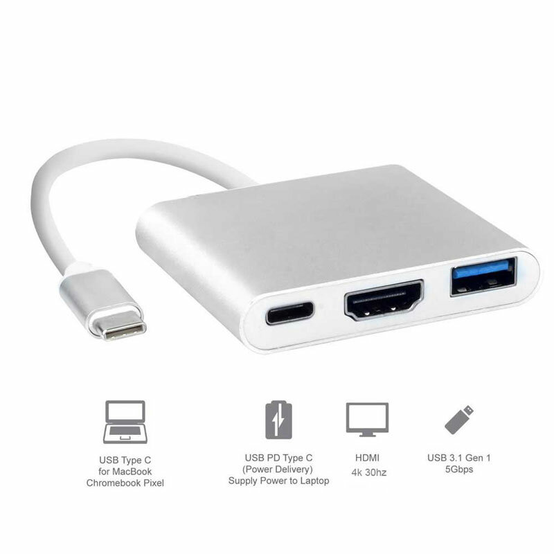 USB C 허브-HDMI 호환-Macbook Pro/Air Thunderbolt 3 USB 유형 C 허브-HDMI 호환 USB 3.0 포트 USB-C 전원