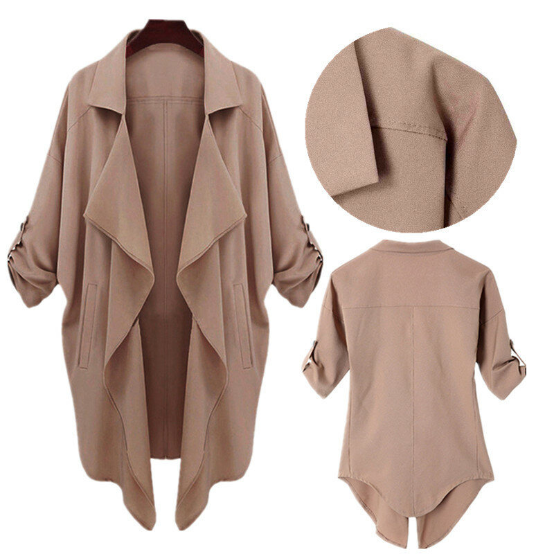 Chaqueta de abrigo informal para mujer, Blazer sencillo, a la moda, con mangas plegables