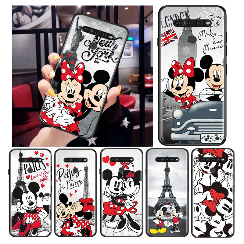 Mickey Minnie en Londres para LG G8 G8S G8X V30 V35 V40 V50 V60 ThinQ Q60 K40 K50 K30 K41 K51 K61 K71 K92 teléfono negro caso
