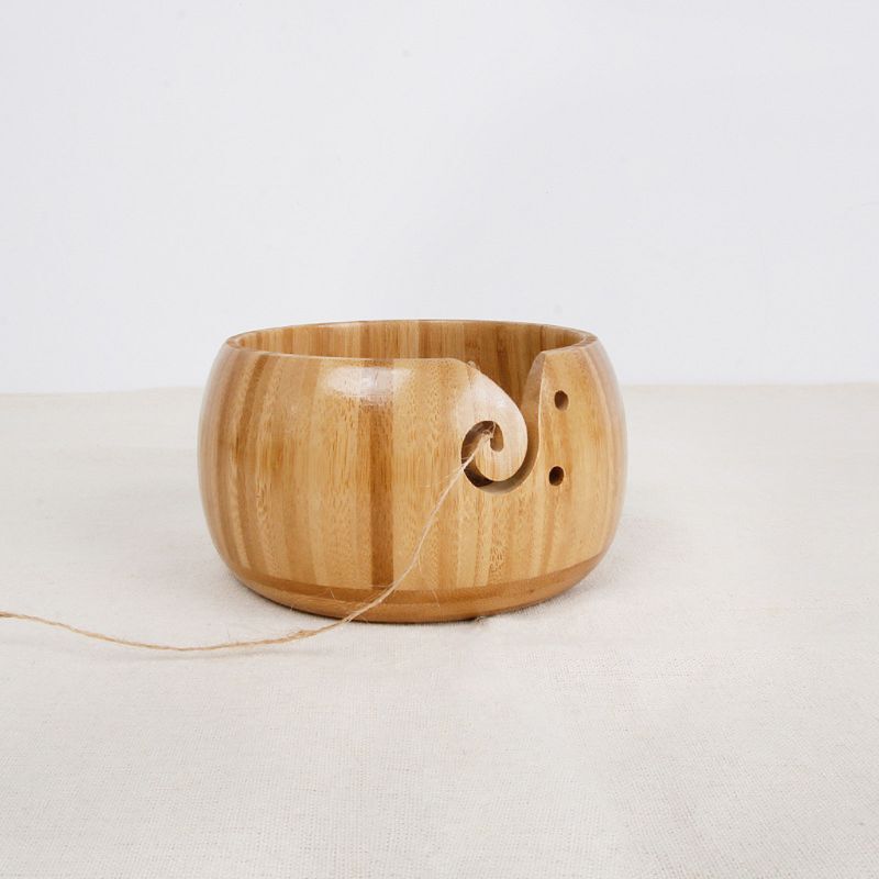 13-15cm tigela de fio de madeira para tricô feito à mão fio de crochê armazenamento titular parar fios rolando