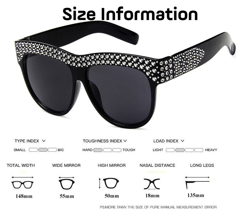 نظارة شمسية نسائية بتصميم ماسي لامع ، نظارات شمسية نسائية بتصميم مربع ، تأثير المرآة ، 2019