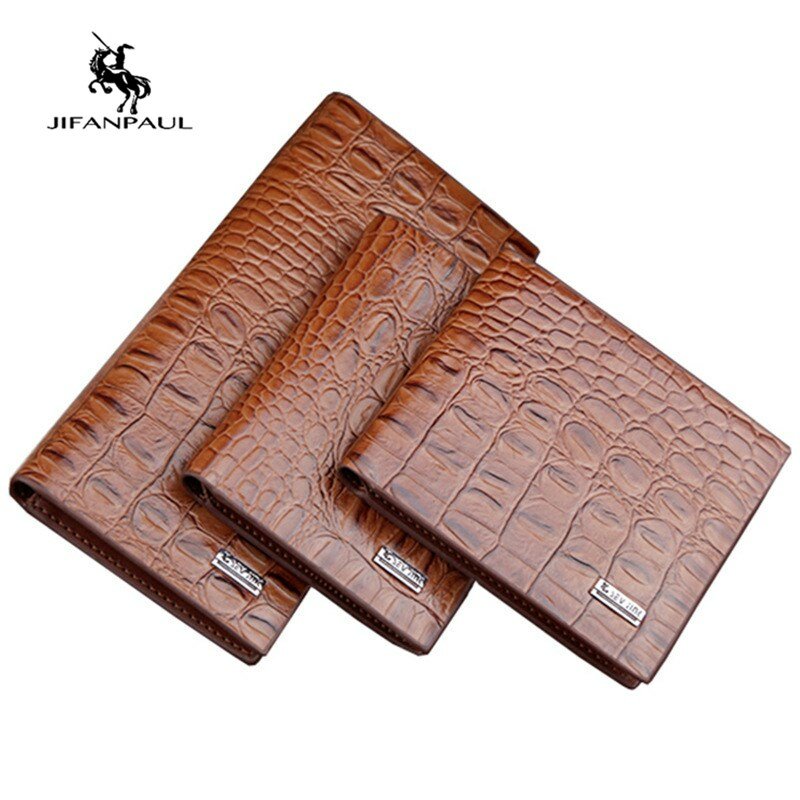 JIFANPAUL  2020 new men's long wallet crocodile pattern short casual wallet fashion European and American style wallet