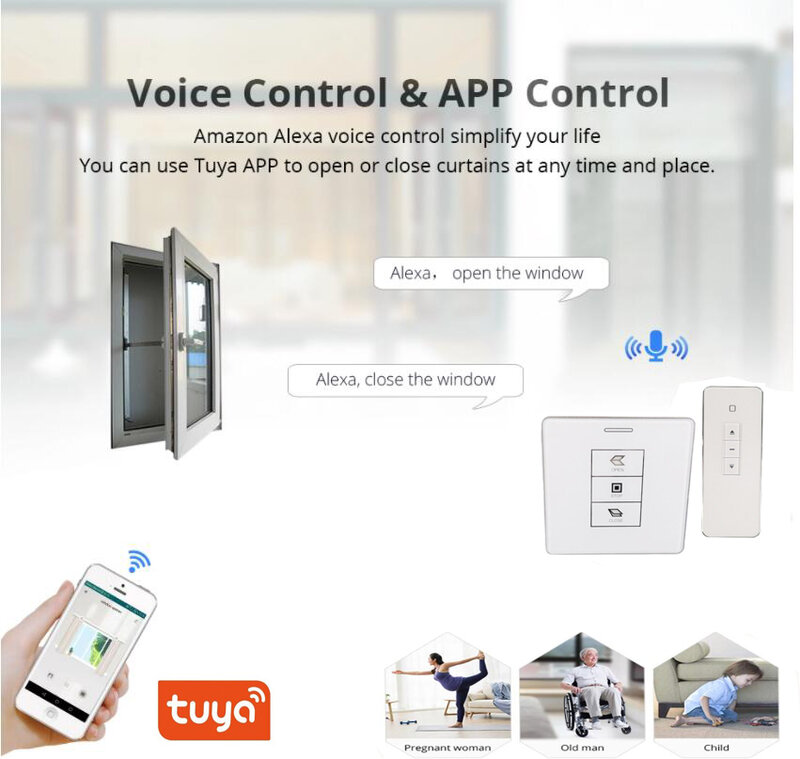Control remoto automático para hogar inteligente, abridor de ventanas eléctrico de 600mm y 700mm, actuador/cierre con Control por aplicación Tuya