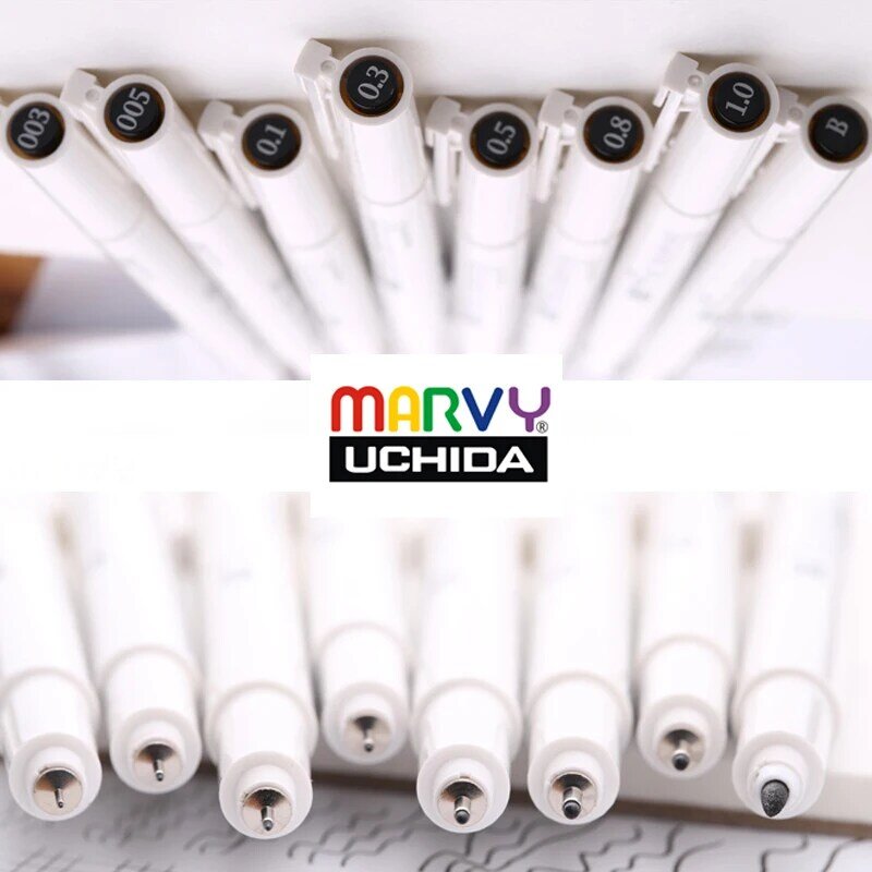 Marwi-conjunto de caneta de desenho com agulhas 003, 4600, 0.1, 0.2, 0.3, 0.4, 0.5, 0.6, 0.7, 0.8, arte, desenho cômico, pincel, conjunto