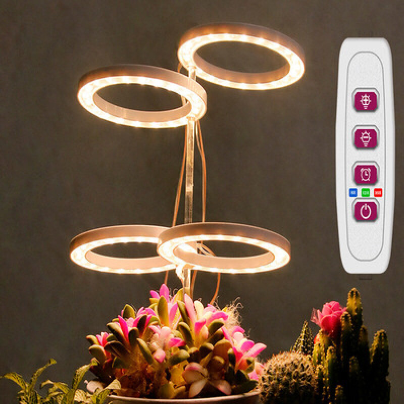 LED 식물 성장 빛 전체 스펙트럼 천사 반지 실내 화분 된 가정 타이밍 디밍 즙이 많은 식물 채우기 빛