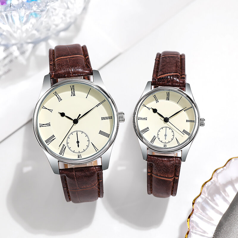 Clássico homem relógios pulseira de couro de crocodilo luz luxo casual ultra fino quartzo feminino presente para o casal
