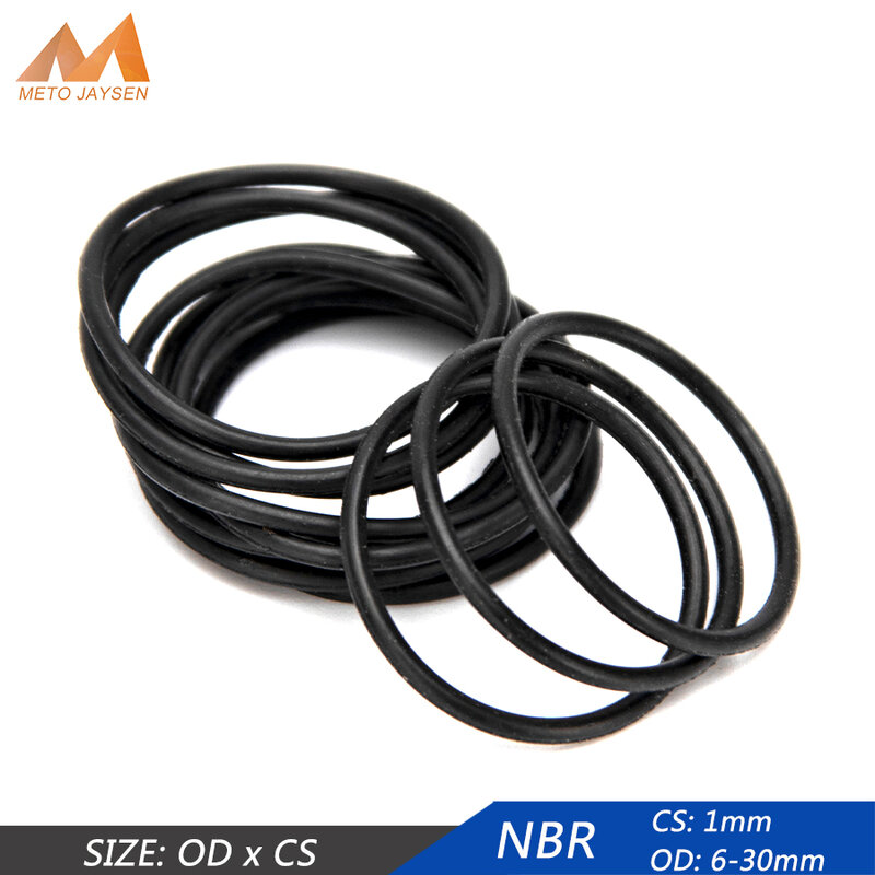 50pcs NBR Nitrile Rubber Sealing O-ring Gasket Replacement Seal O ring OD 6mm-30mm CS 1mm Black Ring Washer DIY Accessories S82
