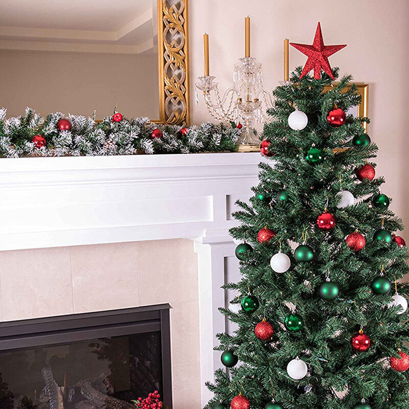 Adornos navideños de estrella de parte superior del árbol de Navidad, colgante de estrella de cinco puntas, parte superior del árbol de ornamento para Navidad, suministros, 10/15/20cm