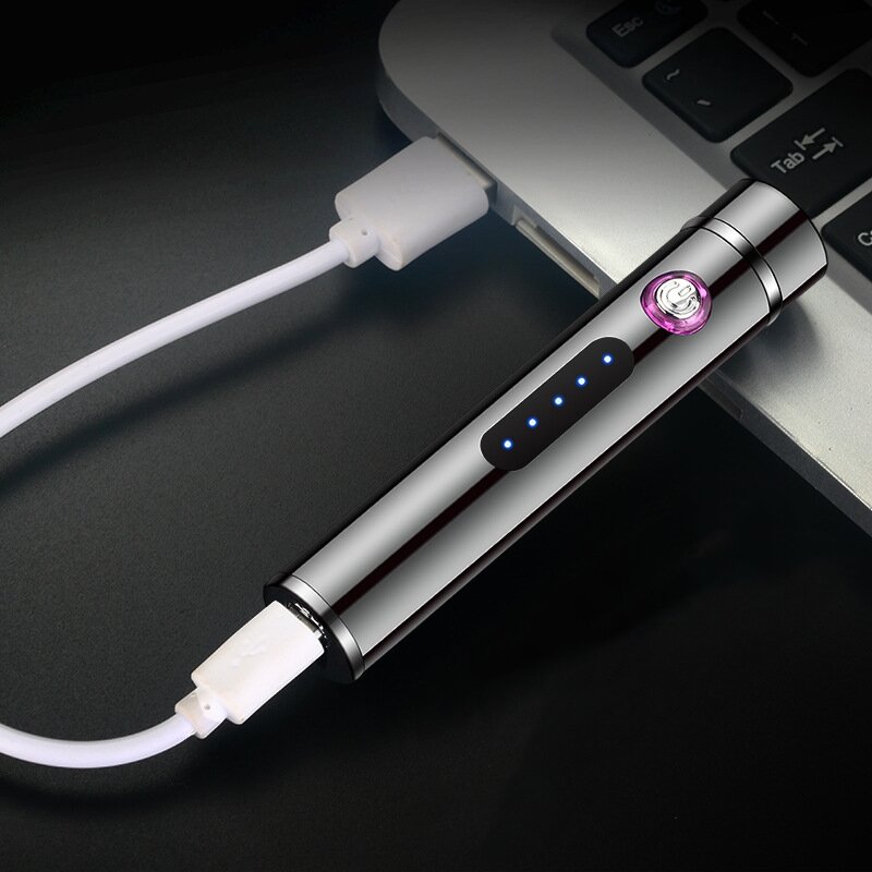 Mini Dual Arc ไฟแช็ก Windproof Flameless Plasma ไฟแช็คไฟฟ้า USB ซิการ์ไฟแช็กพร้อมจอแสดงผล LED สำหรับชายของขวัญ