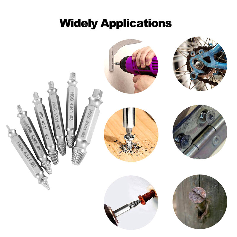 5/6 pçs conjunto removedor de parafuso danificado extrator de parafuso broca descascada parafuso quebrado parafuso removedor facilmente tirar ferramenta demolição