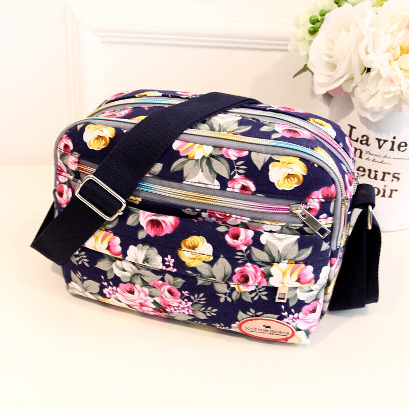 Холщовые диагональные сумки, женские сумки через плечо, тканевые повседневные женские модные сумки с цветочным рисунком