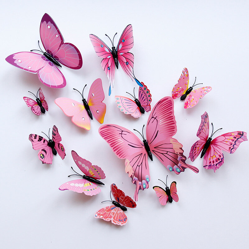 Новый стиль 12 шт. Однослойная 3D Наклейка на стену бабочки домашний декор бабочки для декоративный магнит наклейки на холодильник