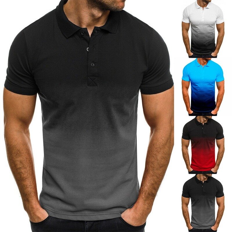 قميص رجالي بأكمام قصيرة بلون مغاير للموضة ملابس صيفية جديدة ملابس خروج غير رسمية للرجال
