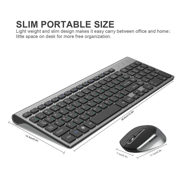 Joyacesso-conjunto de teclado e mouse sem fio, mouse ergonômico, com botão silencioso, 2.4 ghz, para laptop e pc