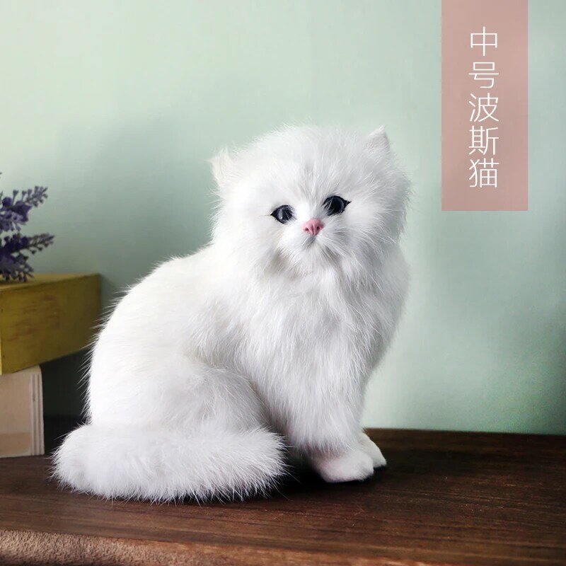 Реалистичная Милая имитация мягкая плюшевая белая персидская кошка игрушки кошка куклы настольное украшение для детей мальчиков девочек П...