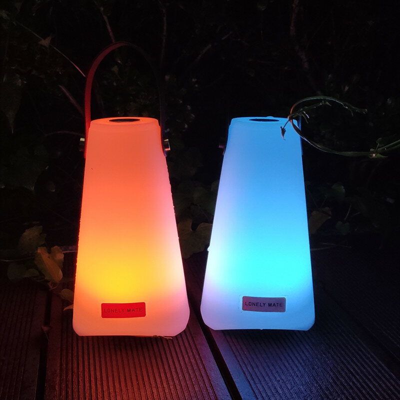 Zewnętrzne wodoodporne podświetlane przenośne oświetlenie LED RGB nastrój latarnia światła lampa kempingowa zdalnie sterowana lampka nocna z uchwytem
