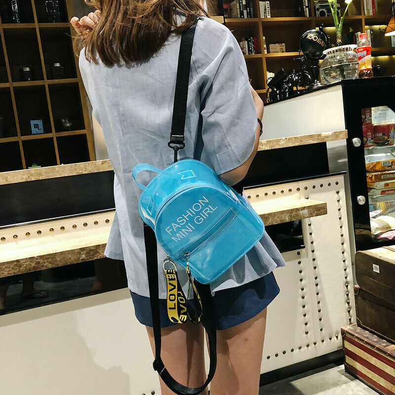 Moda transparente claro mochila estádio segurança escola saco de livro viagem quente das senhoras meninas doces cor mini mochilas
