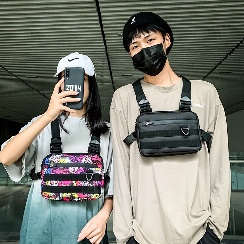 Functional Tactical Chest Bag for Women 2021 Fashion Bullet Hip Hop Shoulder Vest Streetwear Bag Waist Pack Unisex Chest Rig Bag