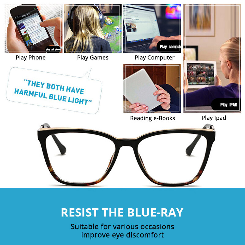 COASION-gafas cuadradas con bloqueo de luz azul para hombre y mujer, lentes para juegos de ordenador, protección UV, Marcos ópticos transparentes CA1656