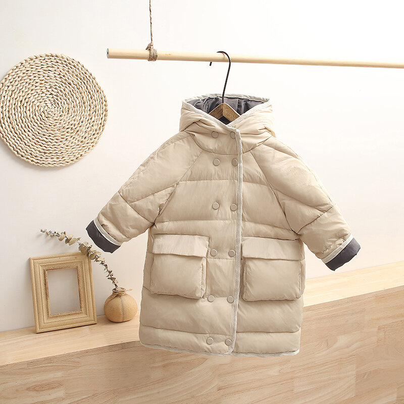 HYLKIDHUOSE-abrigos de plumas de pato blanco para niños y niñas, chaqueta con capucha para exteriores, gruesa, cálida, para nieve, 2019