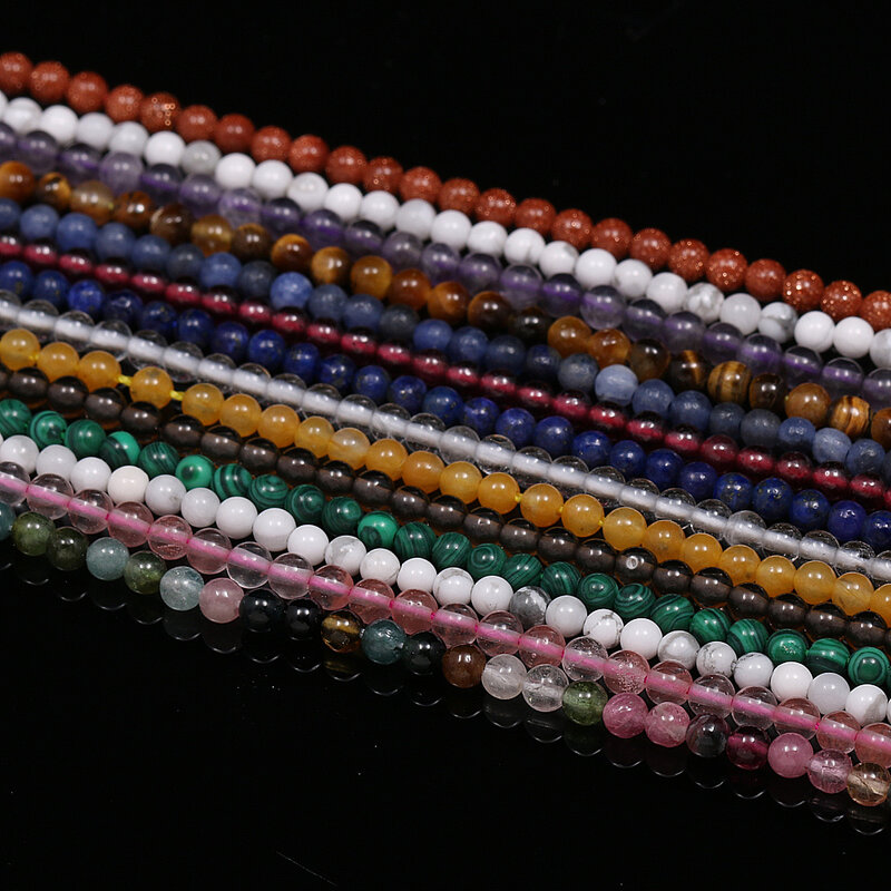 Petites perles d'agates rondes en pierre naturelle, perles d'isolation pour bijoux, bracelet de bricolage exécutif, accessoires de collier, 2mm, 3mm, 4mm
