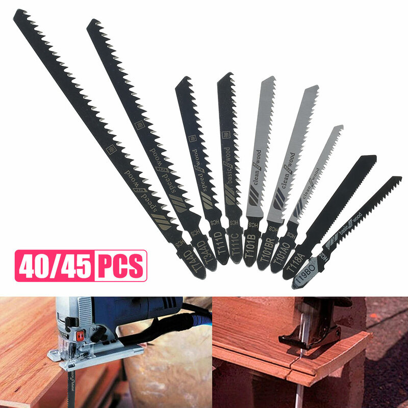 40-45 sztuk Jig brzeszczot zestaw wyrzynarek metalowe drewno różne ostrza do obróbki drewna T144D/T744D/T118A/T111C