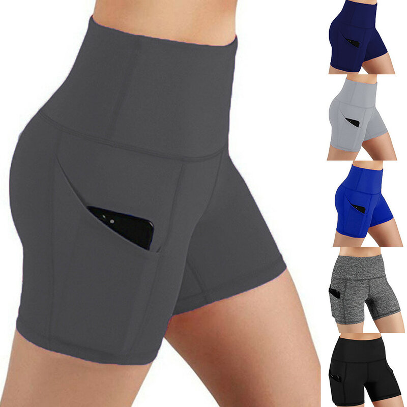 #RD Hueco de la impresión de alta cintura Shorts encaje perfecto Yoga pantalones cortos Scrunch cu 