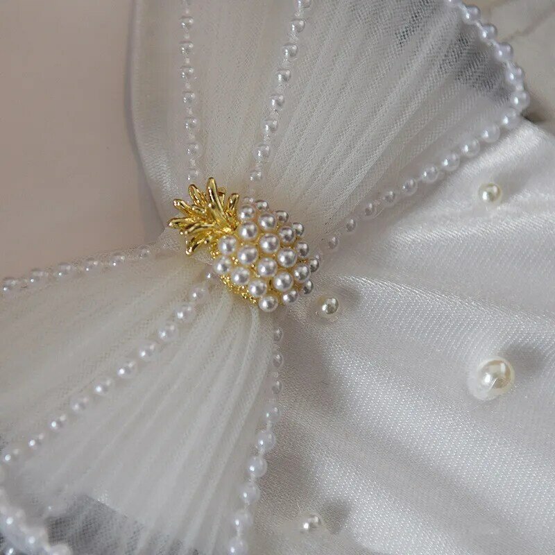 Short Full-Finger Faux Pearl Beaded Women&#39;s Bridal Wedding Gloves Satin Bow Dress Photo Studio Accessories