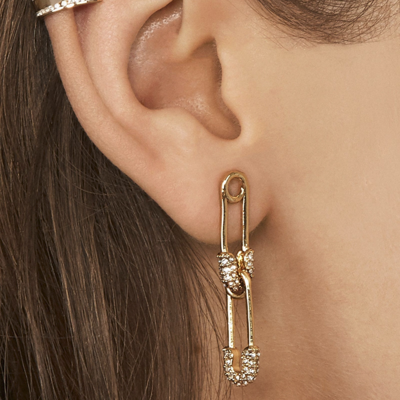 OUREX Neue Strass Kristall Sicher Pin Hoop Huggies Ohrringe Einfache Design Ohrringe für Frauen Partei Schmuck Zubehör Großhandel