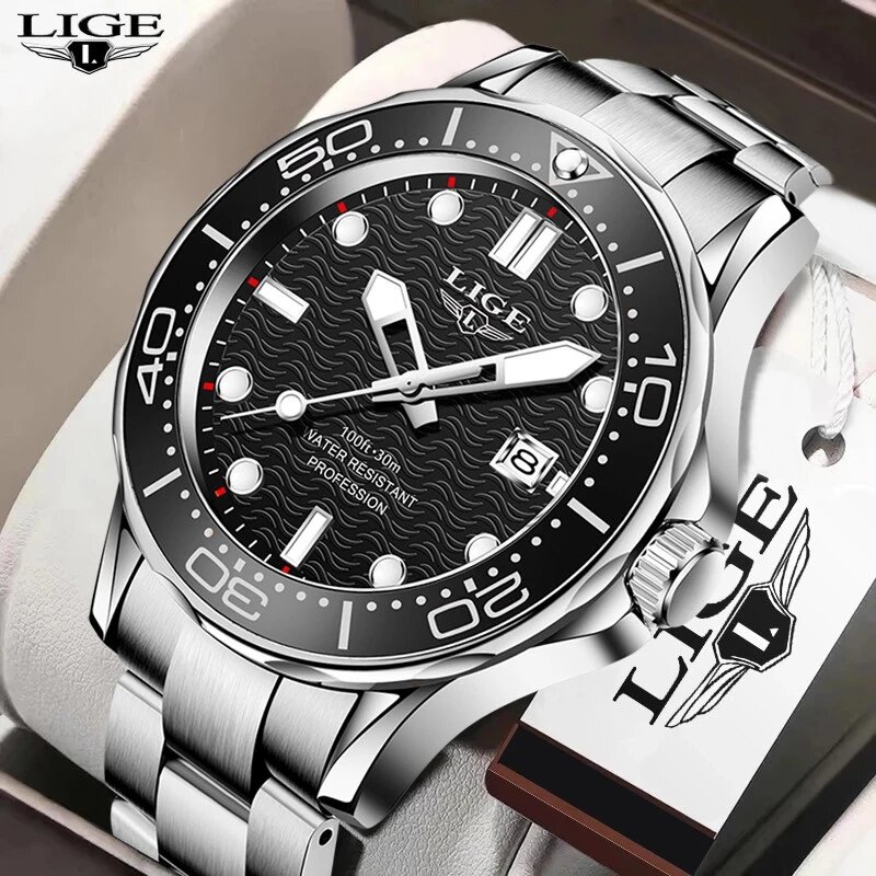 2021 LIGE Top Marke Luxus Uhr Für Männer Edelstahl Wasserdichte Uhr Sport Uhren Herren Quarz Armbanduhr Relogio Masculino