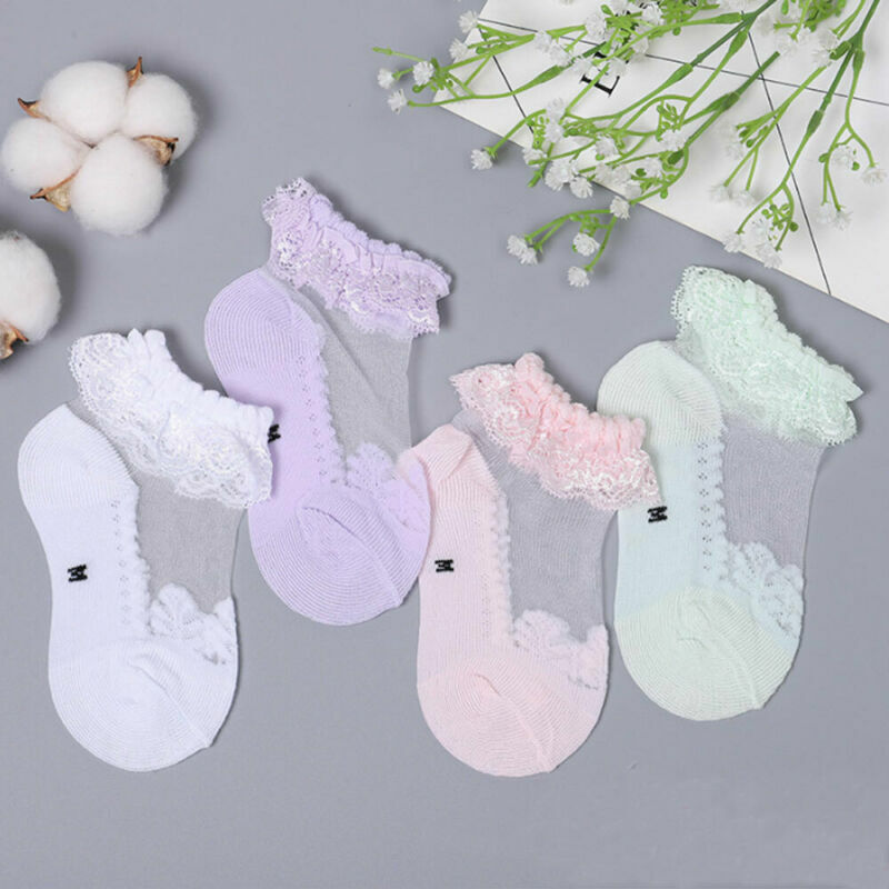 Emmababy Fashion Solid Baby Girls Frilly Bow Lace Tutu Short Socks Infant Newborn Toddler Ankle Socks
