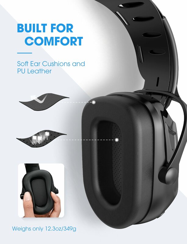 Улучшенные шумоподавляющие наушники Mpow с Bluetooth, безопасные наушники NRR 29 дБ/SNR 36 дБ, Регулируемые защитные наушники для слуха, защитные наушн...