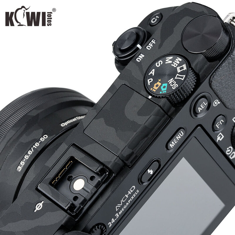 Autocollant de corps d'appareil photo, Kit de Film de protection anti-rayures pour Sony Alpha A6000 + SELP1650 objectif 16-50mm-3M autocollant noir ombre