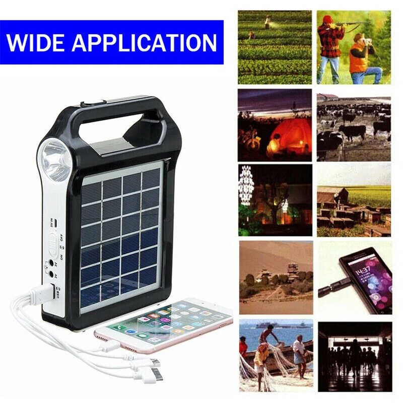 Portátil 6v recarregável painel solar sistema de armazenamento energia gerador carregador usb com iluminação da lâmpada casa sistema energia solar kit