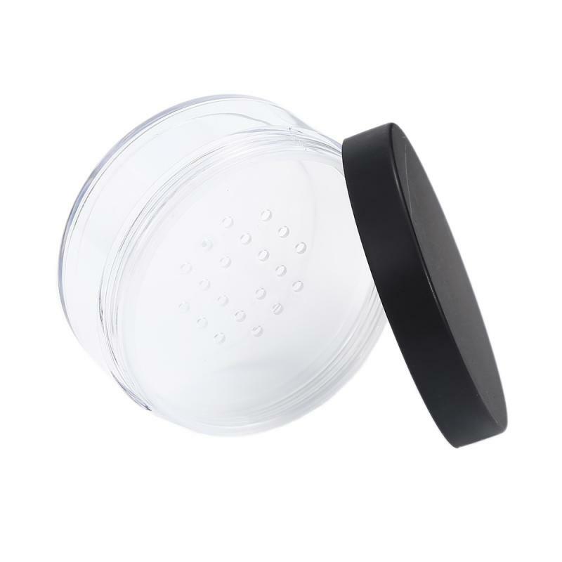 50g Plastic Empty Loose Powder Pot With Sieve Cosmetic Makeup Jar Container Handheld Portable Sifter with Black Cap