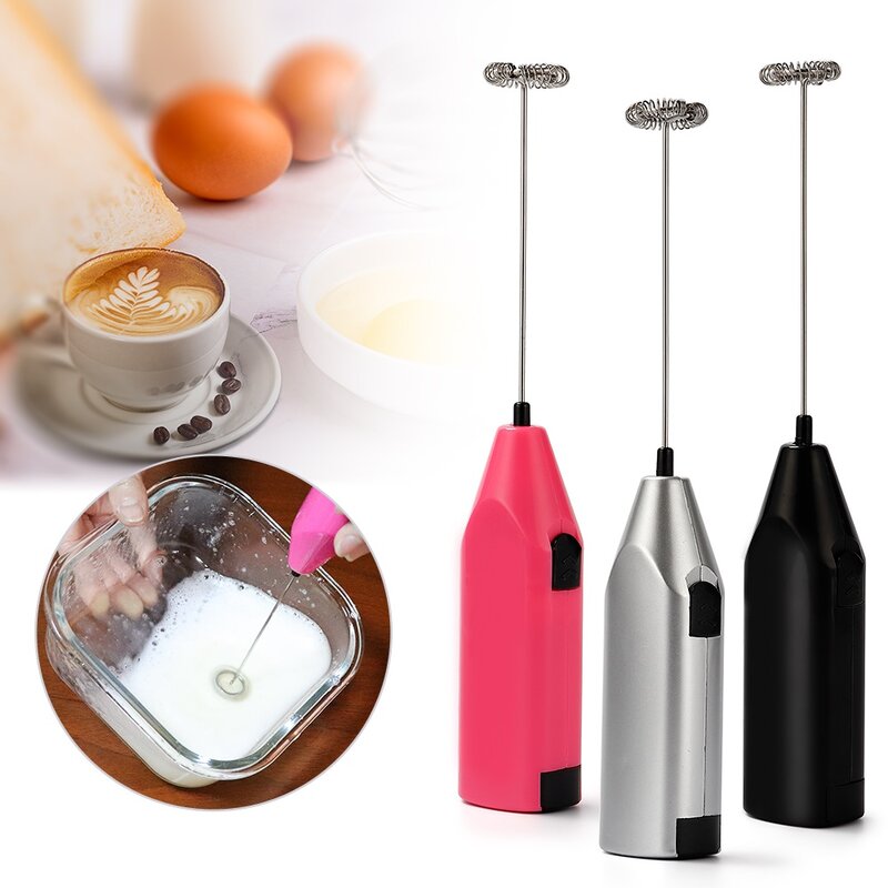 Batedor eletrônico de leite bebidas de café, ovos, frother para fazer espuma, miniagitador com cabo, ferramenta prática de cozinha